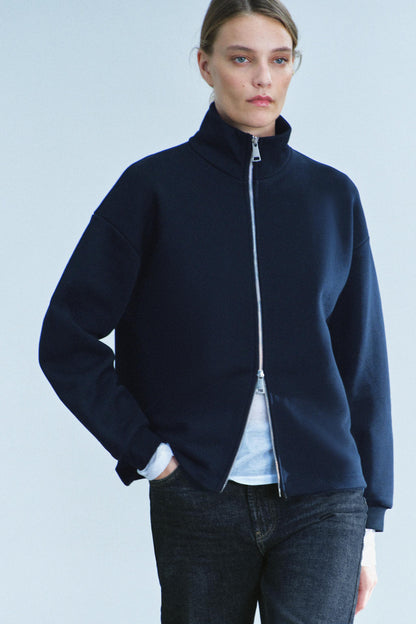 Blauer Zip-Sweatshirt