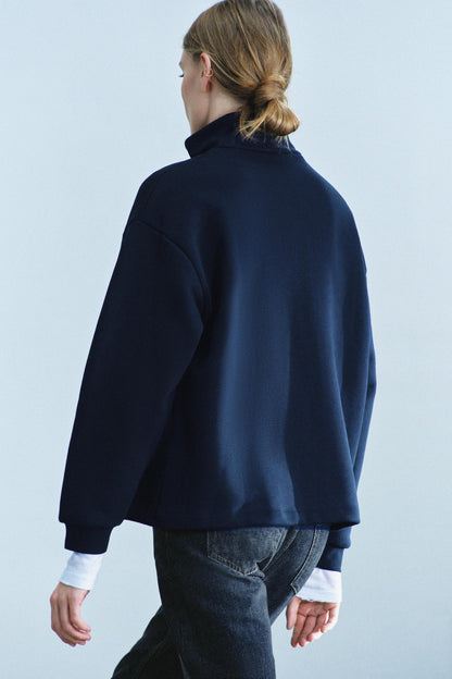 Blauer Zip-Sweatshirt