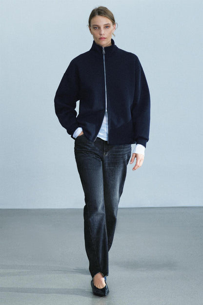 Blauer Zip-Sweatshirt