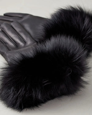 Handschuhe aus Leder und Fuchspelz