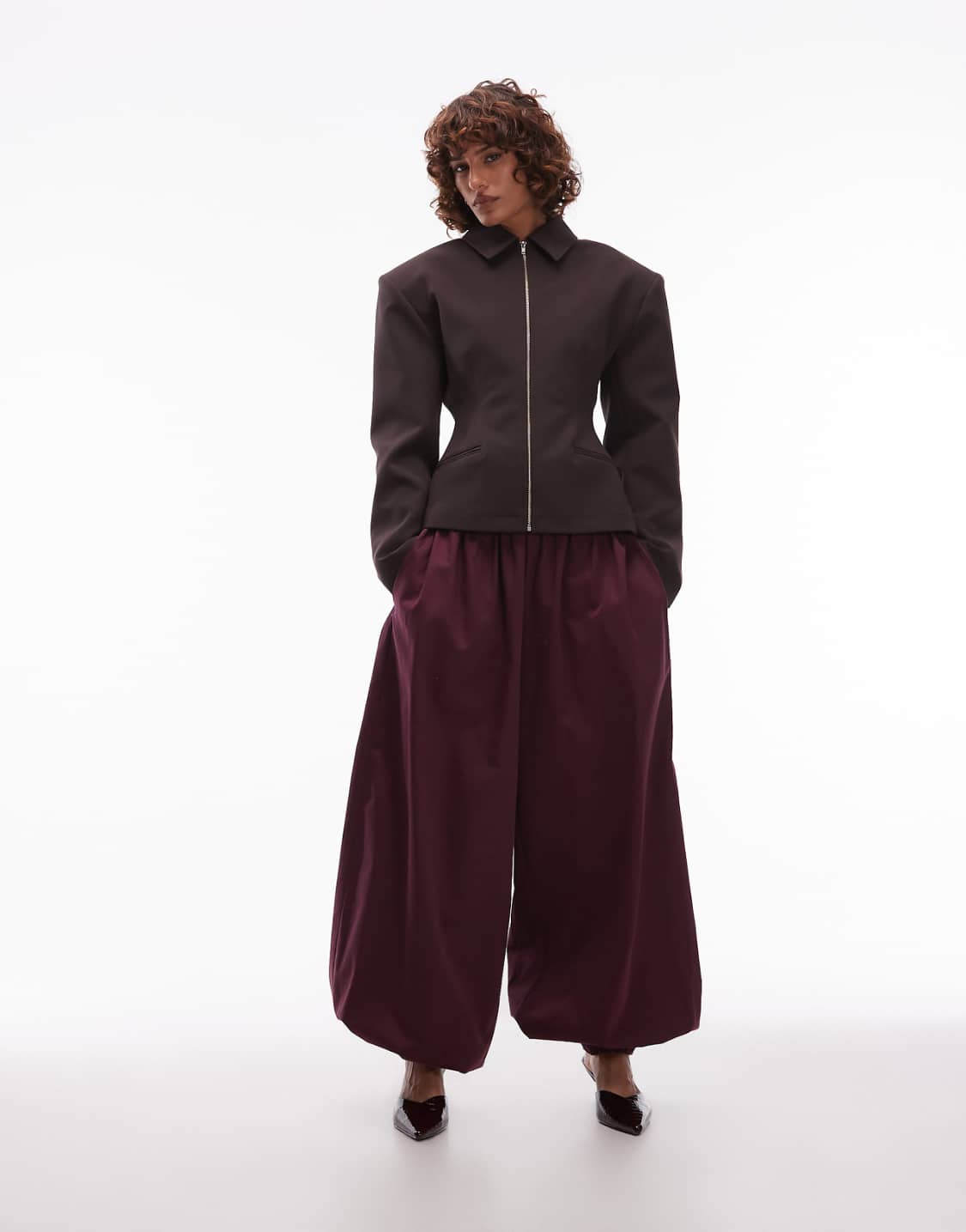 Veste Alessia - blazer cintré zippé chocolat - vue 3