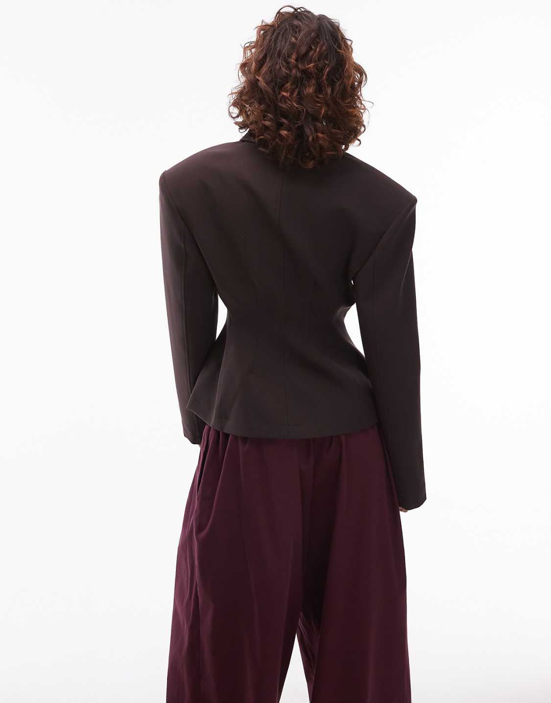 Veste Alessia - blazer cintré zippé chocolat - vue 4